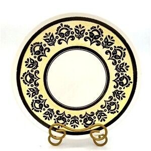 Vtg Mount Clemons Underglaze Ironstone MCM Yellow & Black 10.5" Dinner Plate